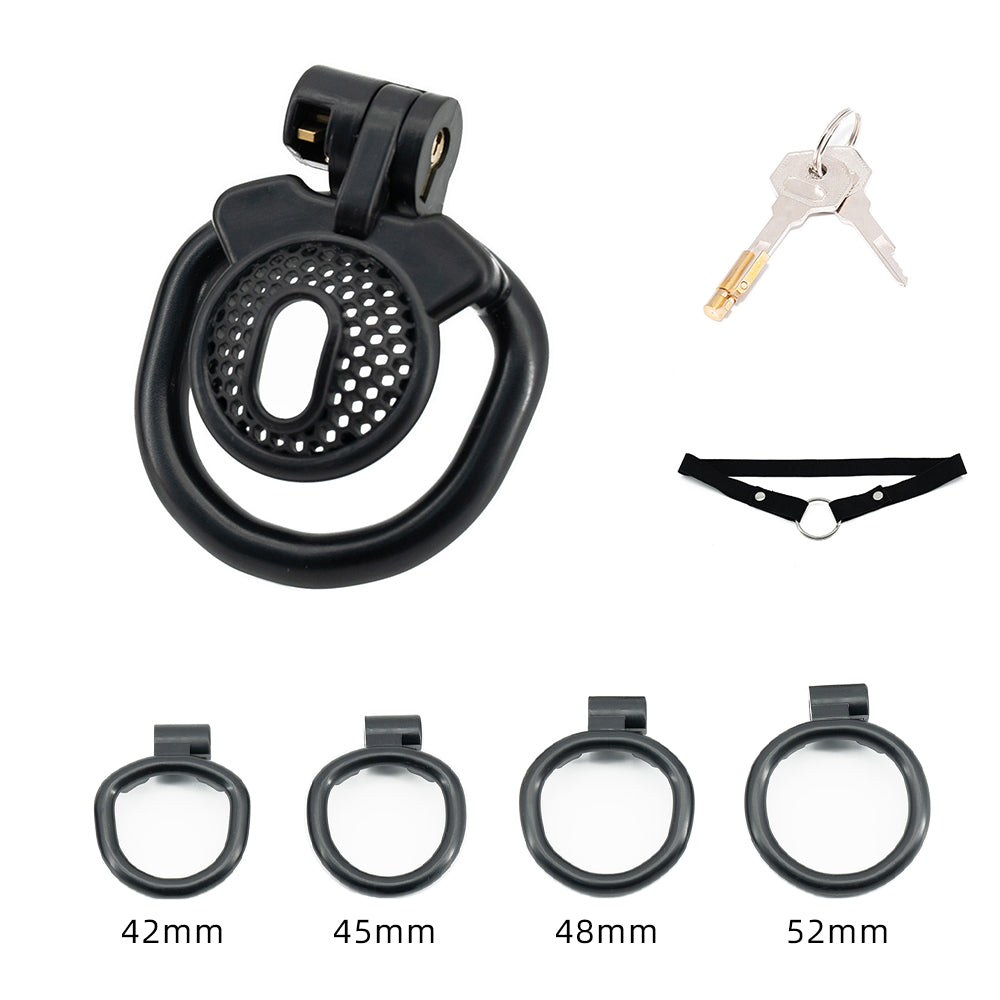 Polarized Mesh Chastity Cage Black Chastity Lock ZOO-LOCK
