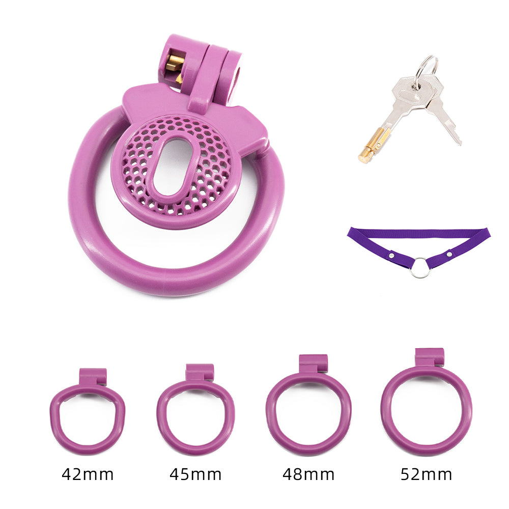 Polarized Mesh Chastity Cage Purple Chastity Lock ZOO-LOCK