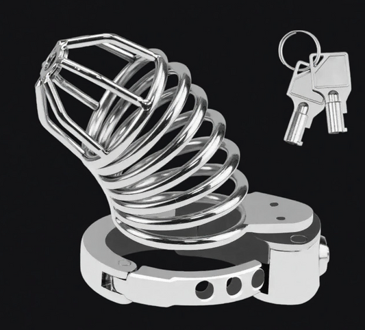 Skeleton-Style Adjustable Metal Chastity Cage with Internal Lock – Ventilated & Secure Design