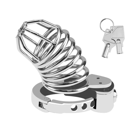 Skeleton-Style Adjustable Metal Chastity Cage with Internal Lock – Ventilated & Secure Design